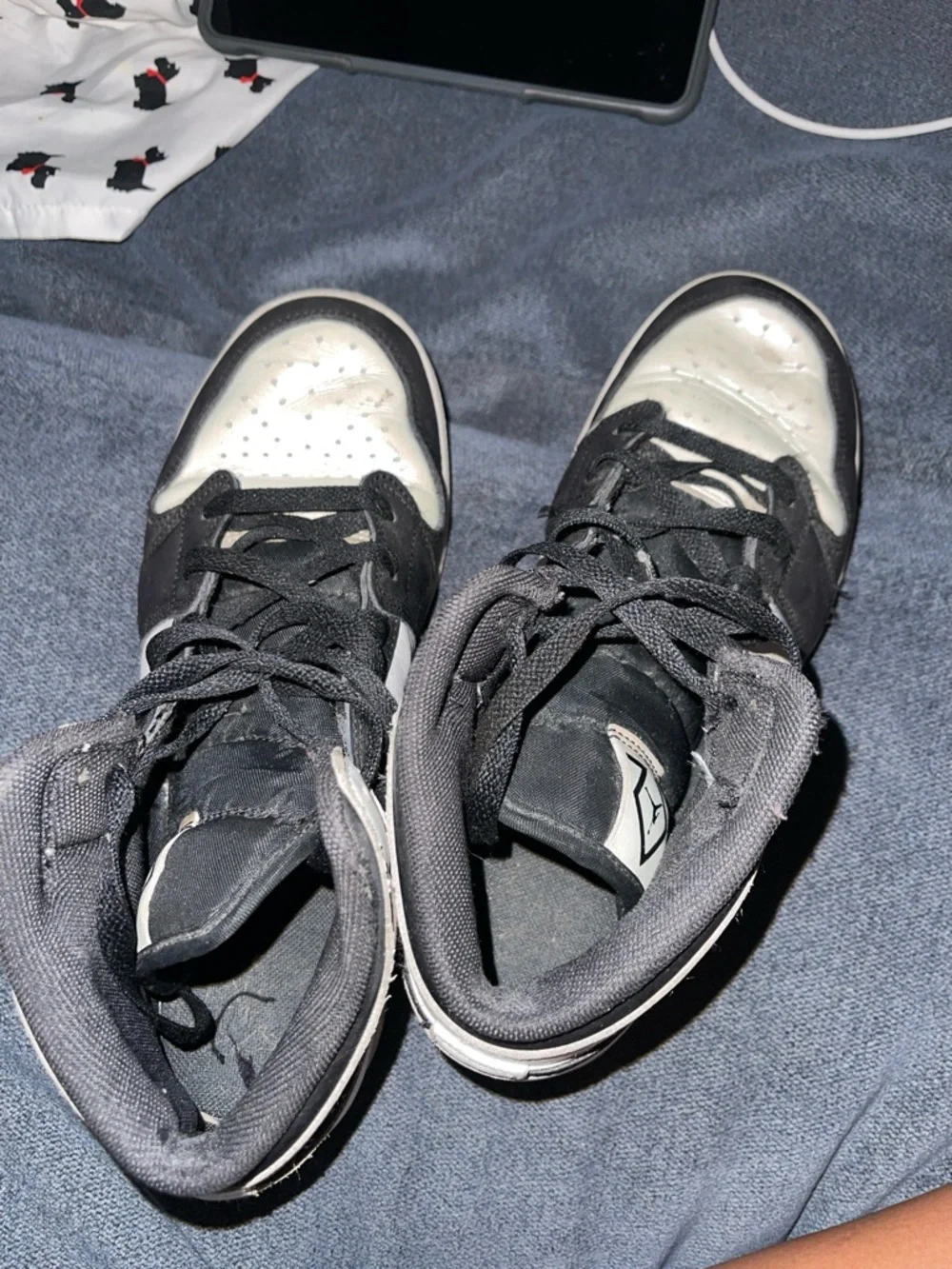 nike Black and White High-Top Sneakers size 7Y